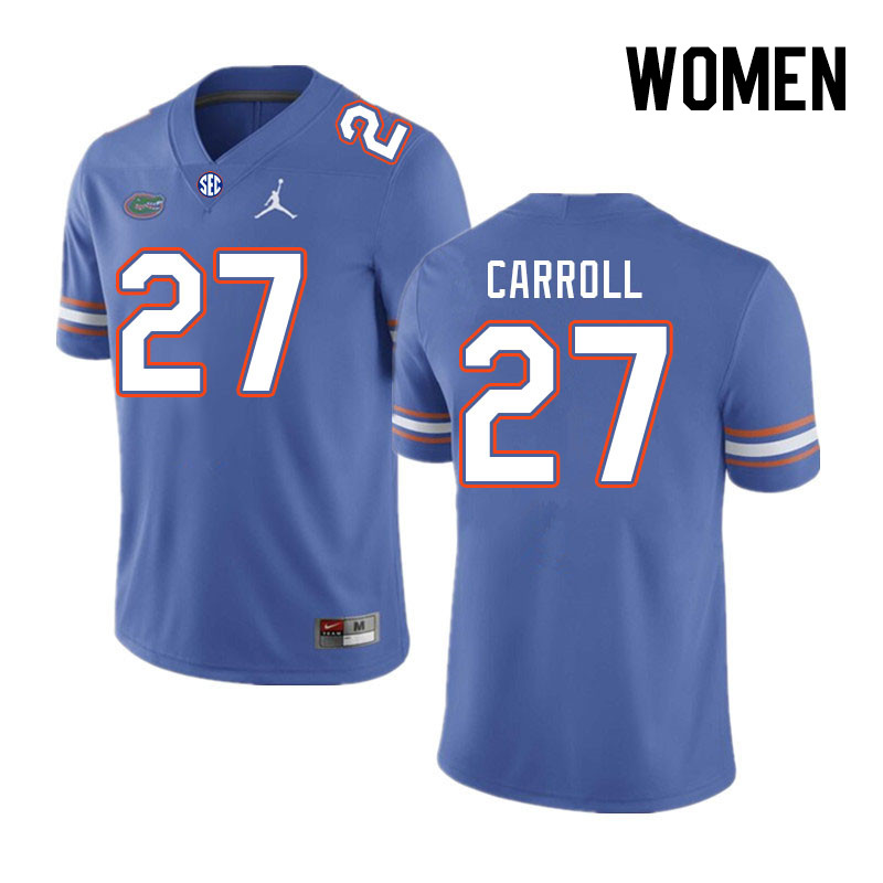 Women #27 Cam Carroll Florida Gators College Football Jerseys Stitched-Royal - Click Image to Close